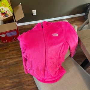 Pink fuzzy north face